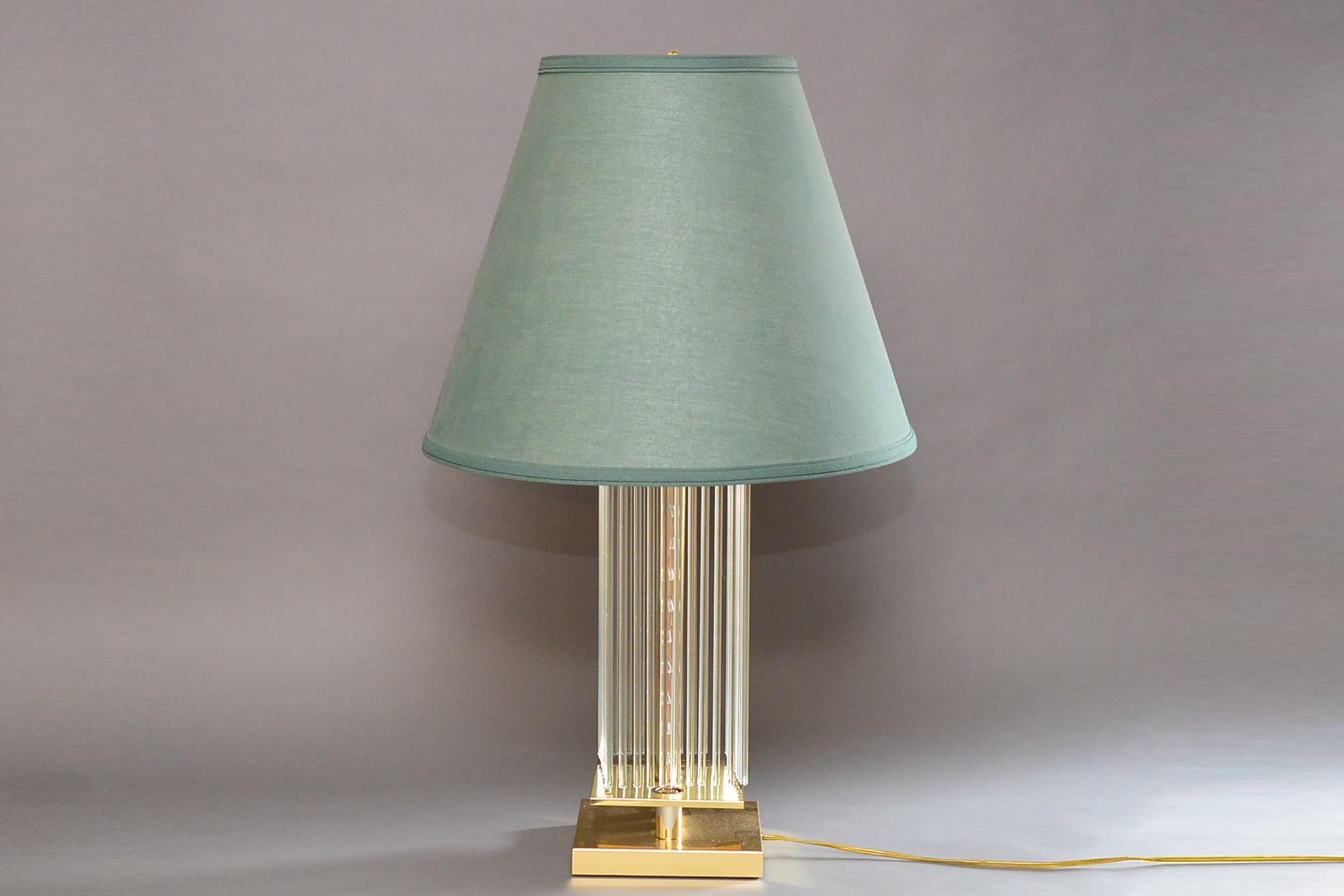Modern Brass and Crystal Drop Waterfall Lamp