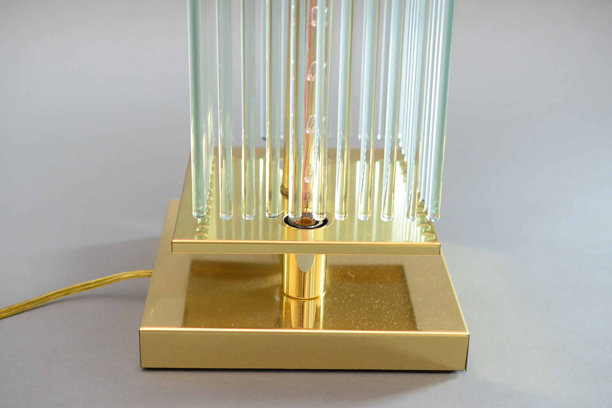 Modern Brass and Crystal Waterfall Drop Lamp