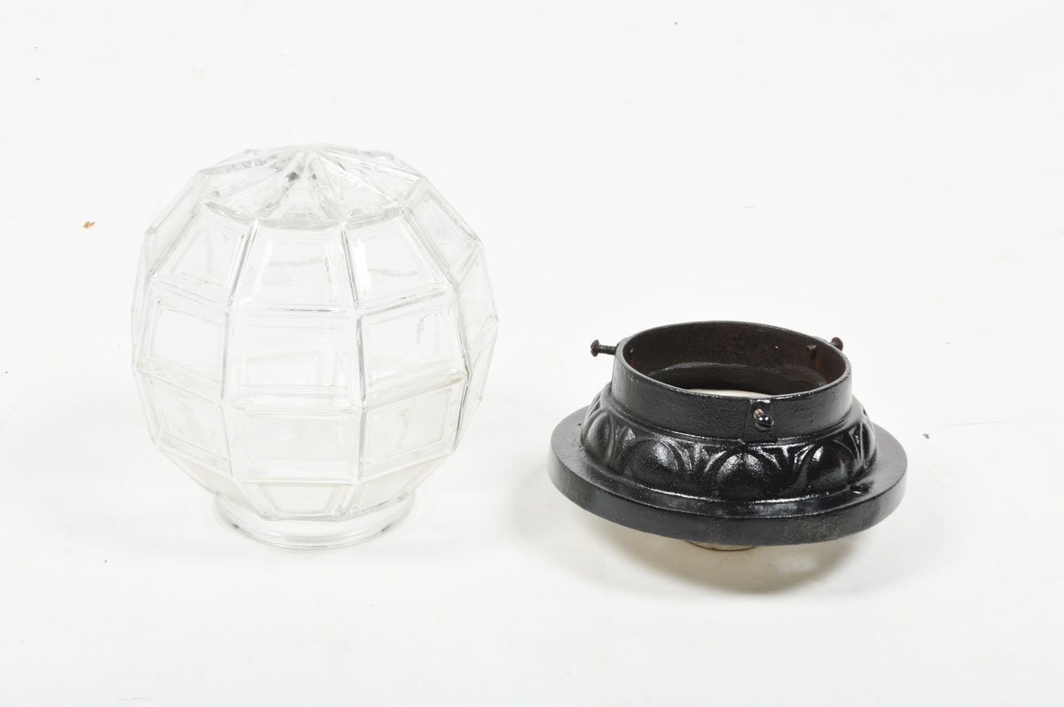 Vintage Thick Cut Glass Globe Ceiling Light