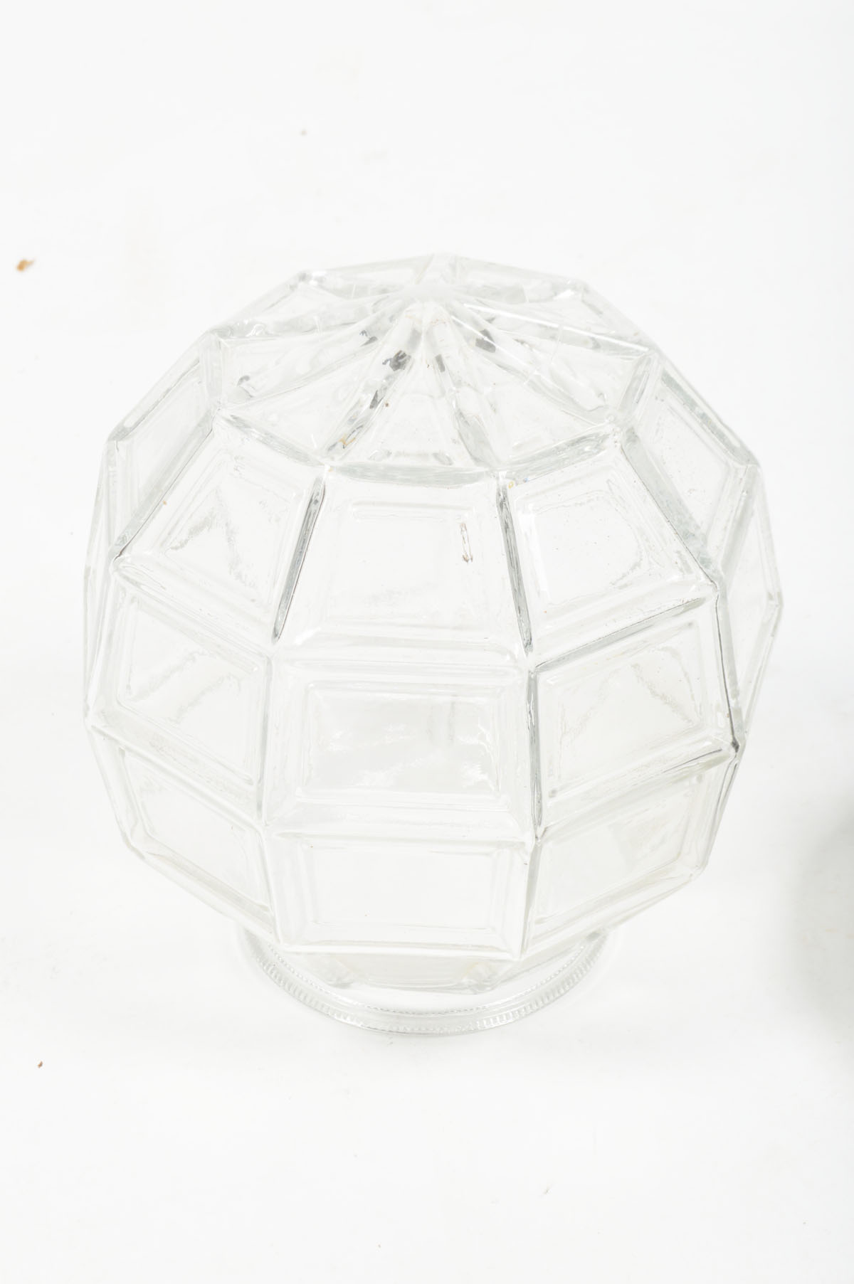 Vintage Thick Cut Glass Globe Ceiling Light