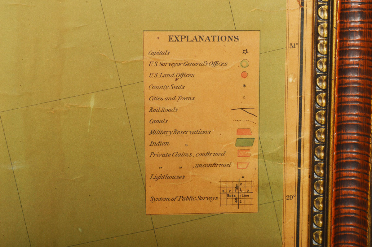 Large Framed 1890s United States and and Territories Map