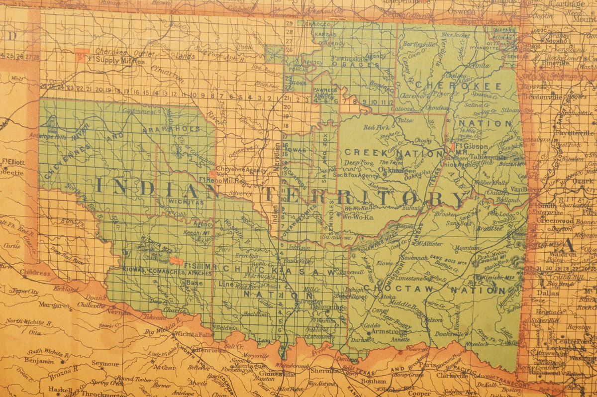 Large Framed 1890s United States and and Territories Map