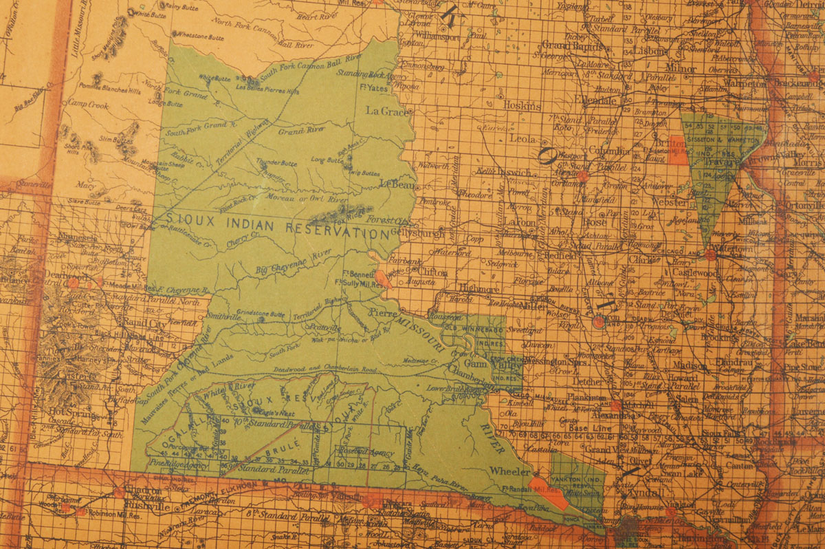 Large Framed 1890s United States and and Territories Map