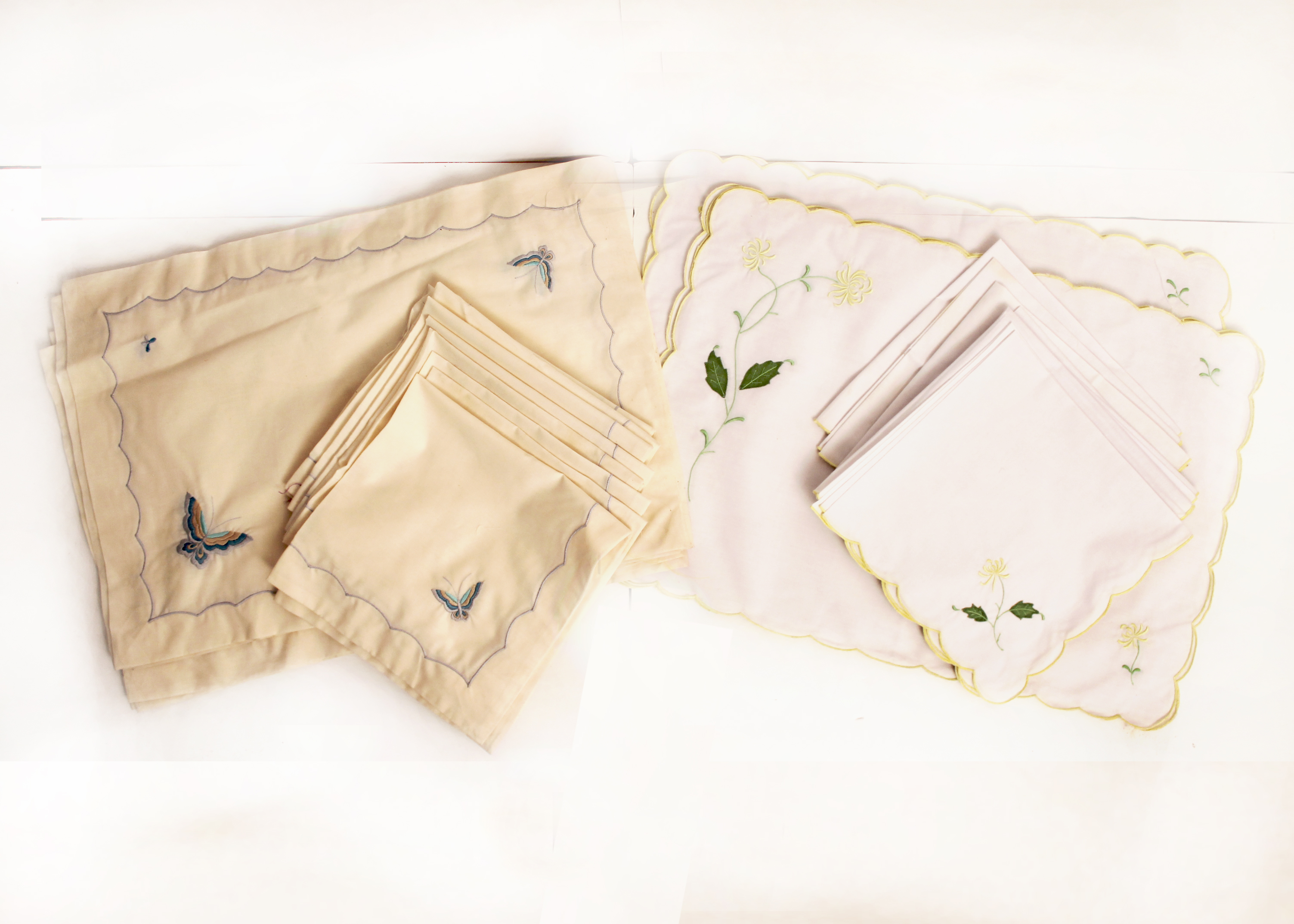 Collection of Vintage Embroidered Napkins and Placemats