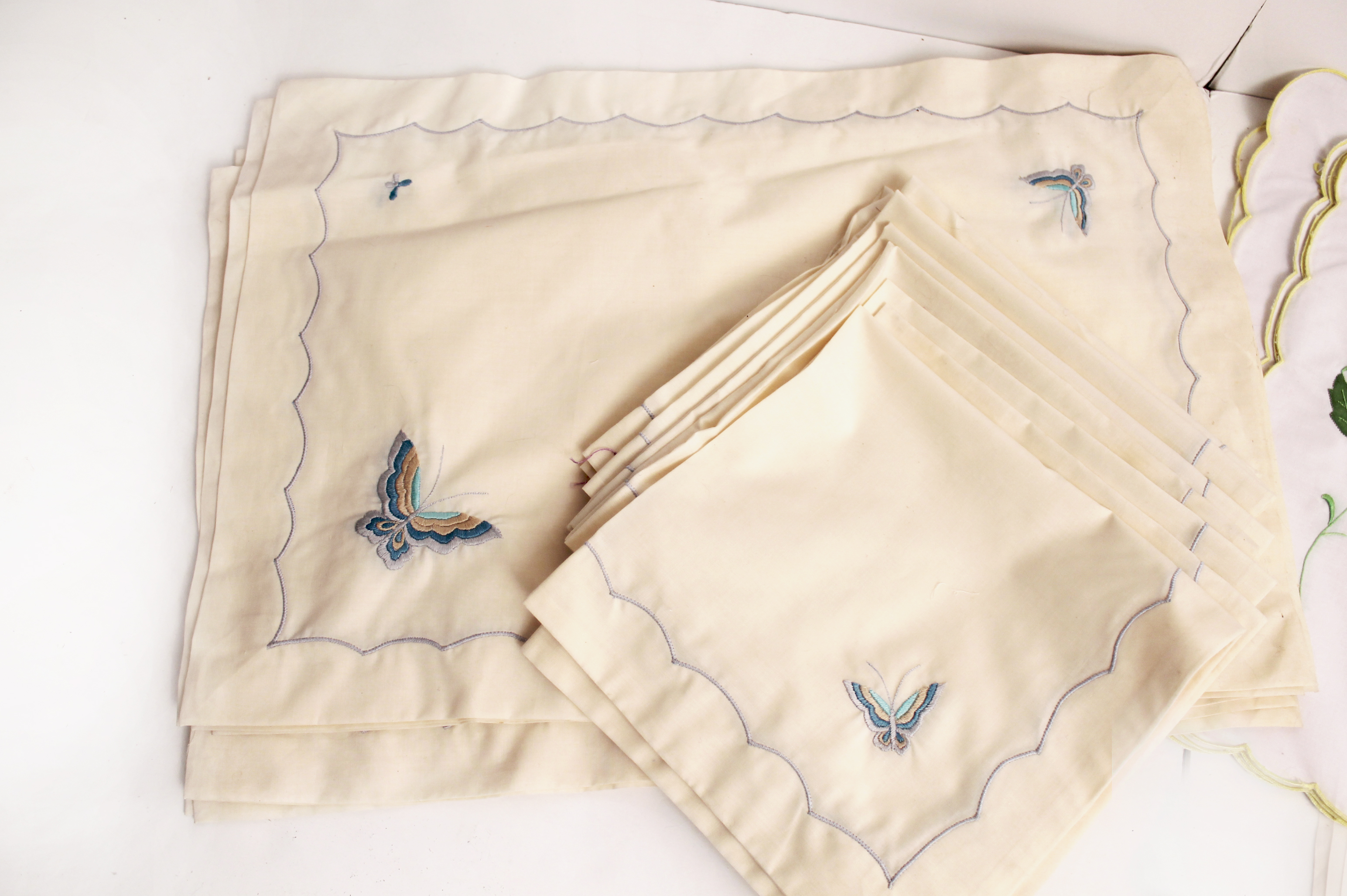 Collection of Vintage Embroidered Napkins and Placemats