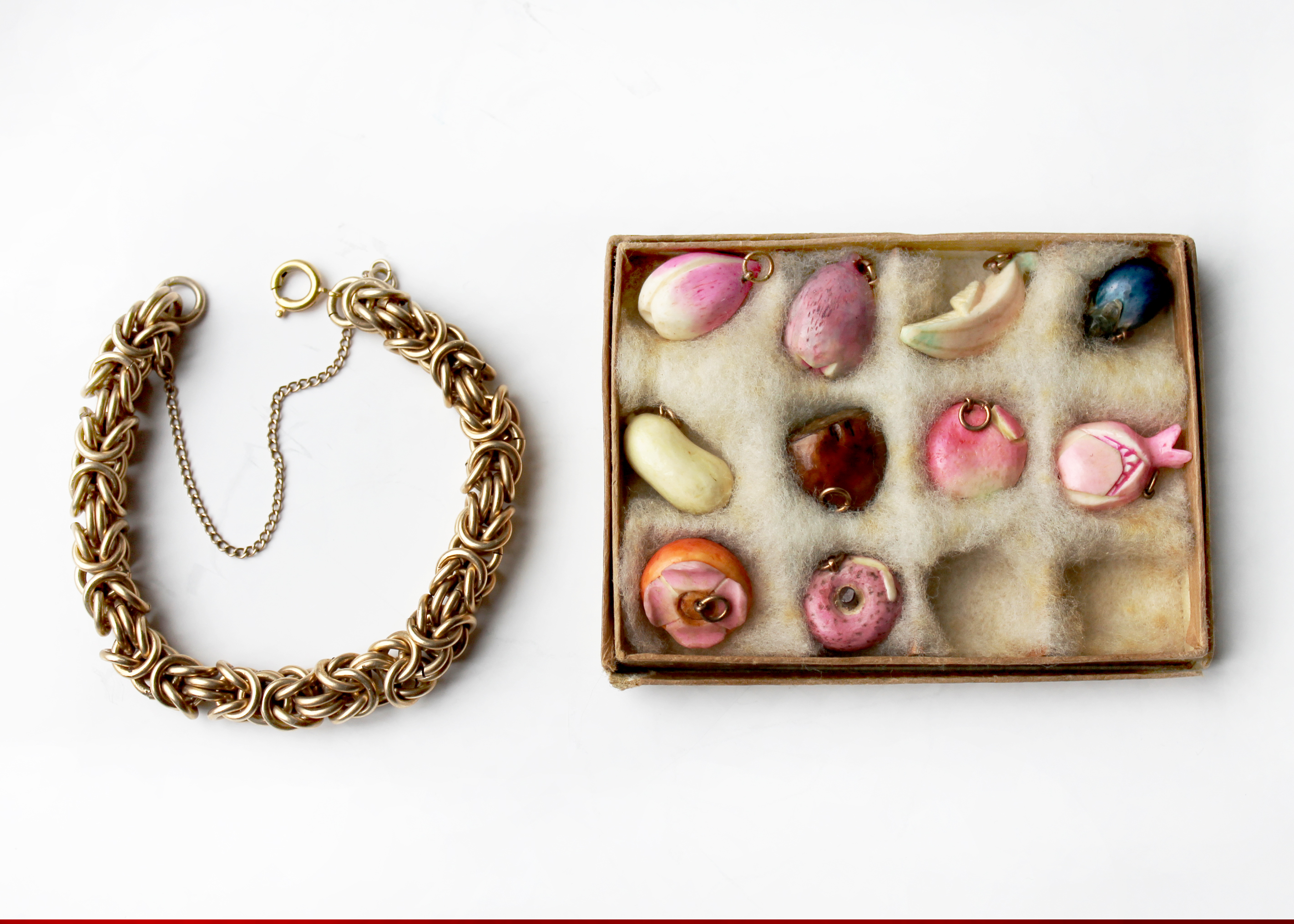 Mid-Century Byzantine 12K Gold Filled Charm Bracelet with Charms