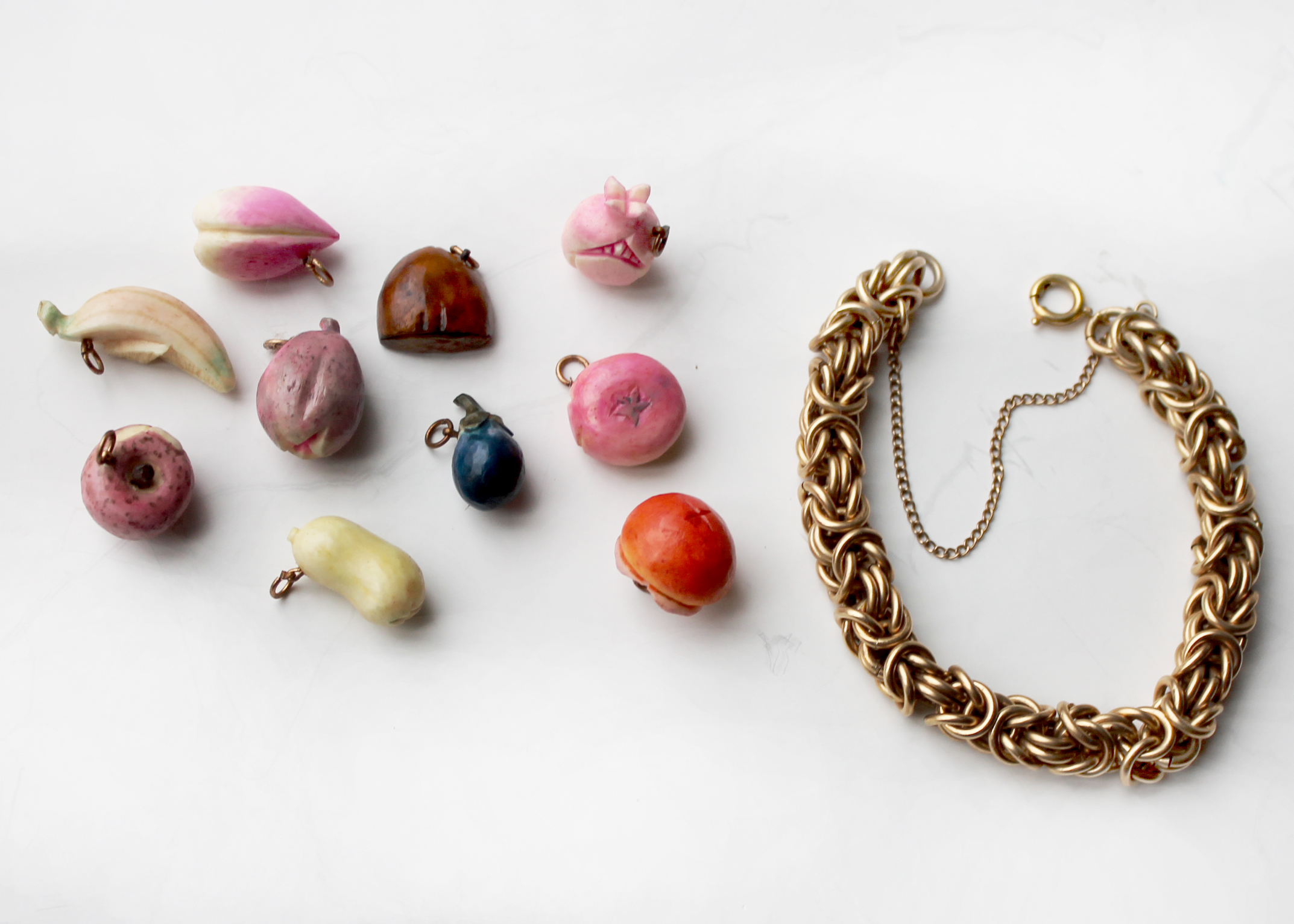 Mid-Century Byzantine 12K Gold Filled Charm Bracelet with Charms