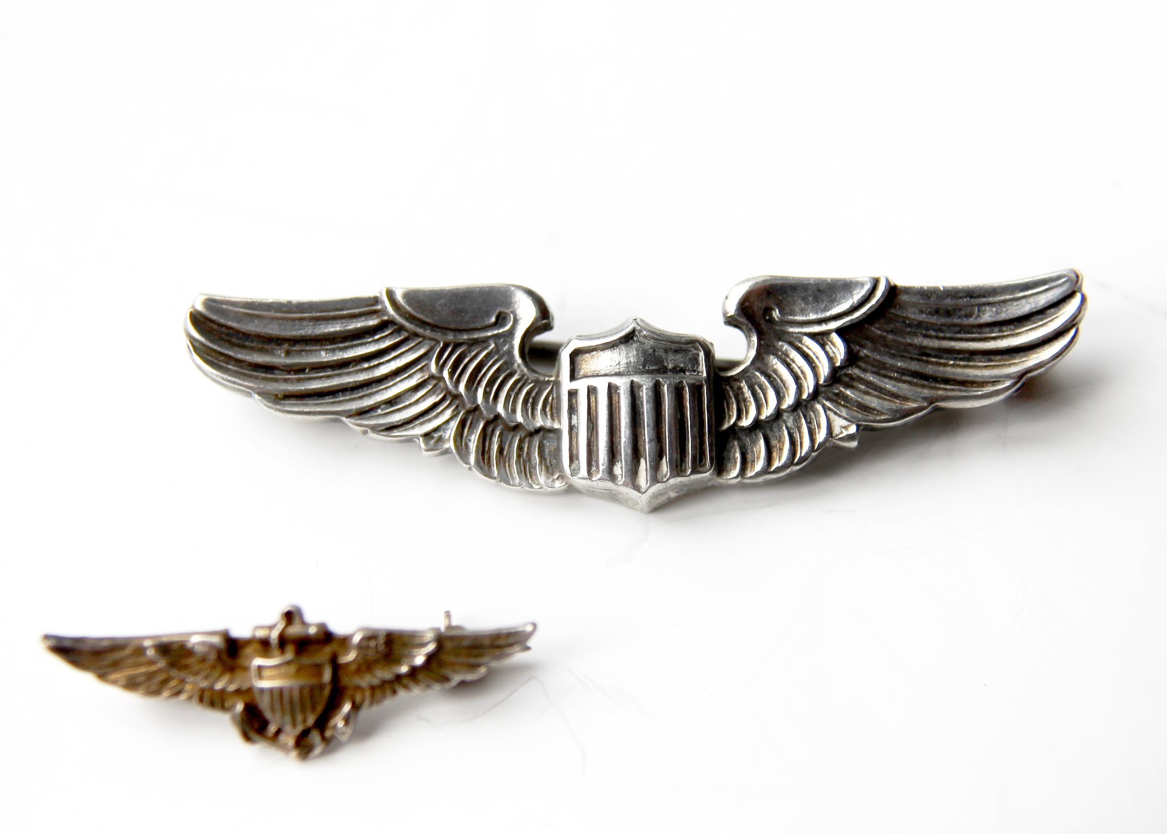 Vintage Military Pins including Sterling Eagle Wings