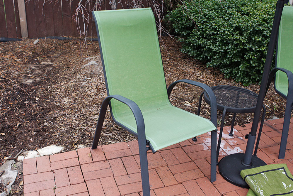 Wrought Iron Outdoor Chairs with Umbrella and Stand