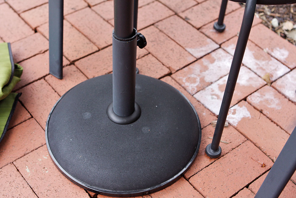 Wrought Iron Outdoor Chairs with Umbrella and Stand