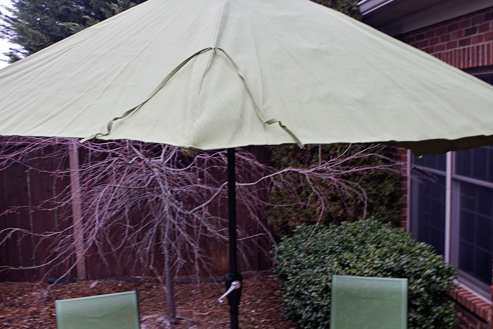 Wrought Iron Outdoor Chairs with Umbrella and Stand