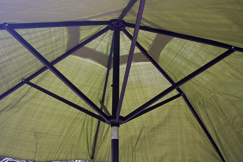 Wrought Iron Outdoor Chairs with Umbrella and Stand