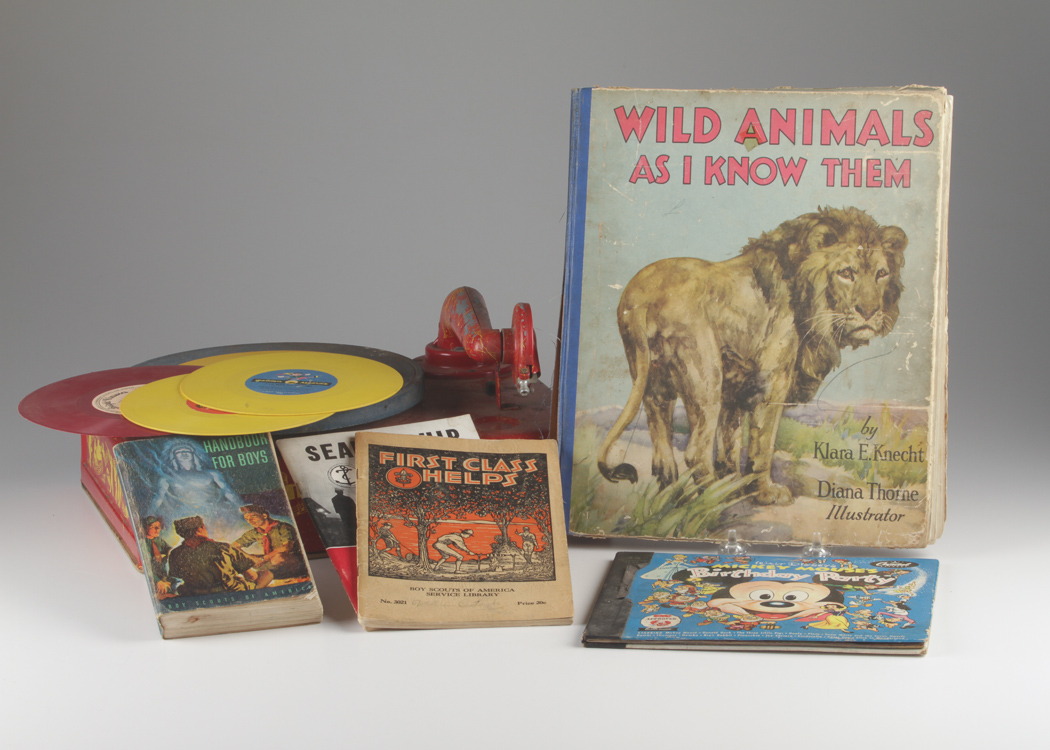 Vintage Children's Carron Turntable, Records and Books
