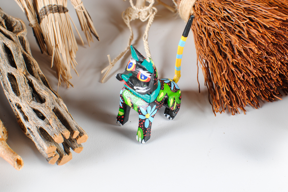 Mexican Folk Art Pottery Candle Holder and Various Decor Items