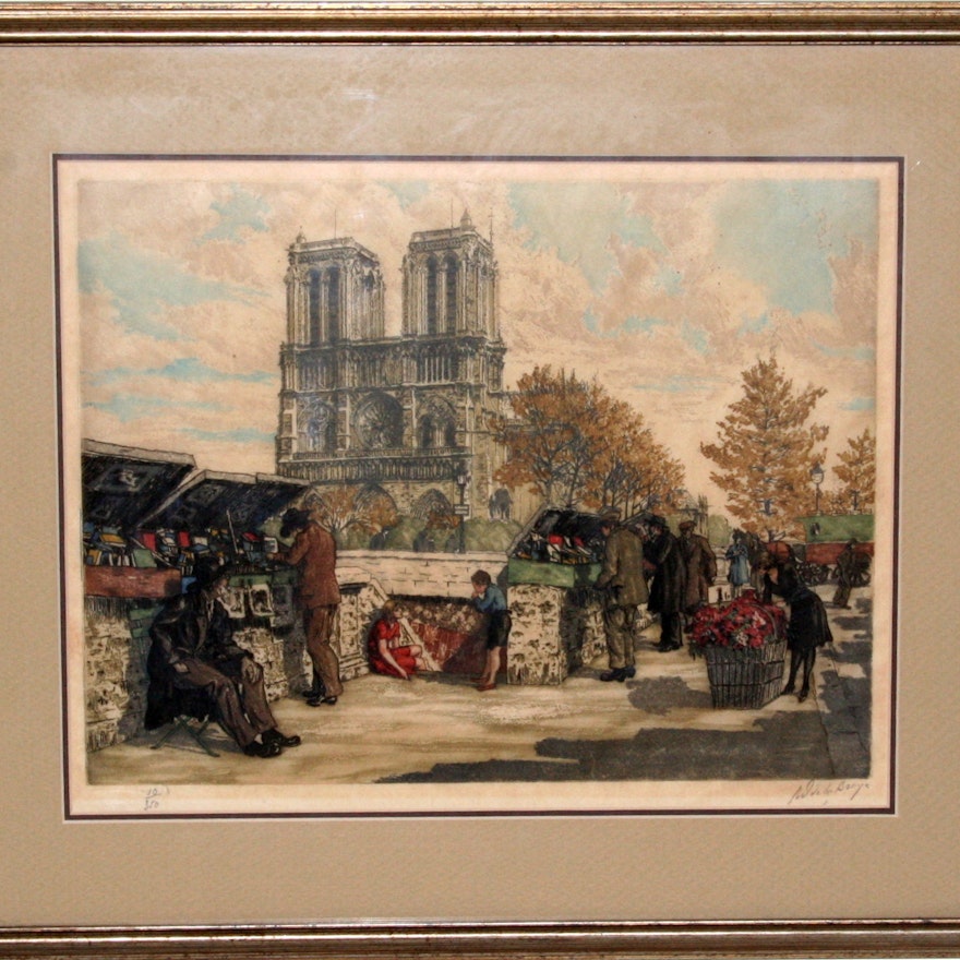 Original Aquatint Etching of Paris