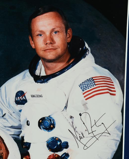 Neil Armstrong Triple Signed Display
