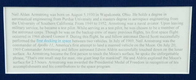 Neil Armstrong Triple Signed Display