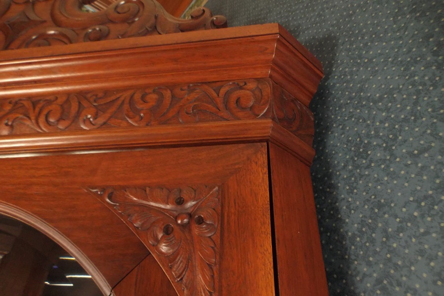 Victorian Style Carved Cherry Corner Cabinet