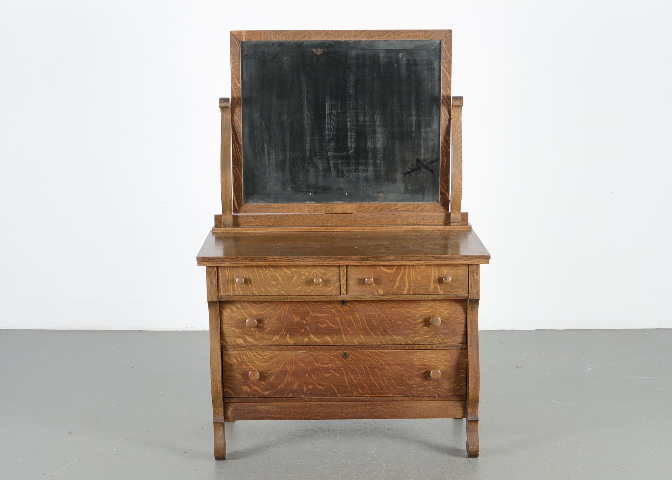 Antique Tiger Oak Dresser with Mirror