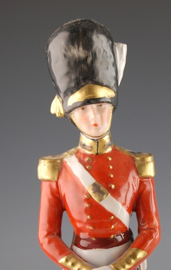 Vintage Dresden Officer Grenadier Guards Porcelain Figurine