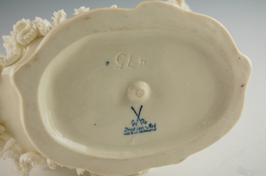 Vintage Dresden Art Porcelain Lace Dancing Couple Figurine