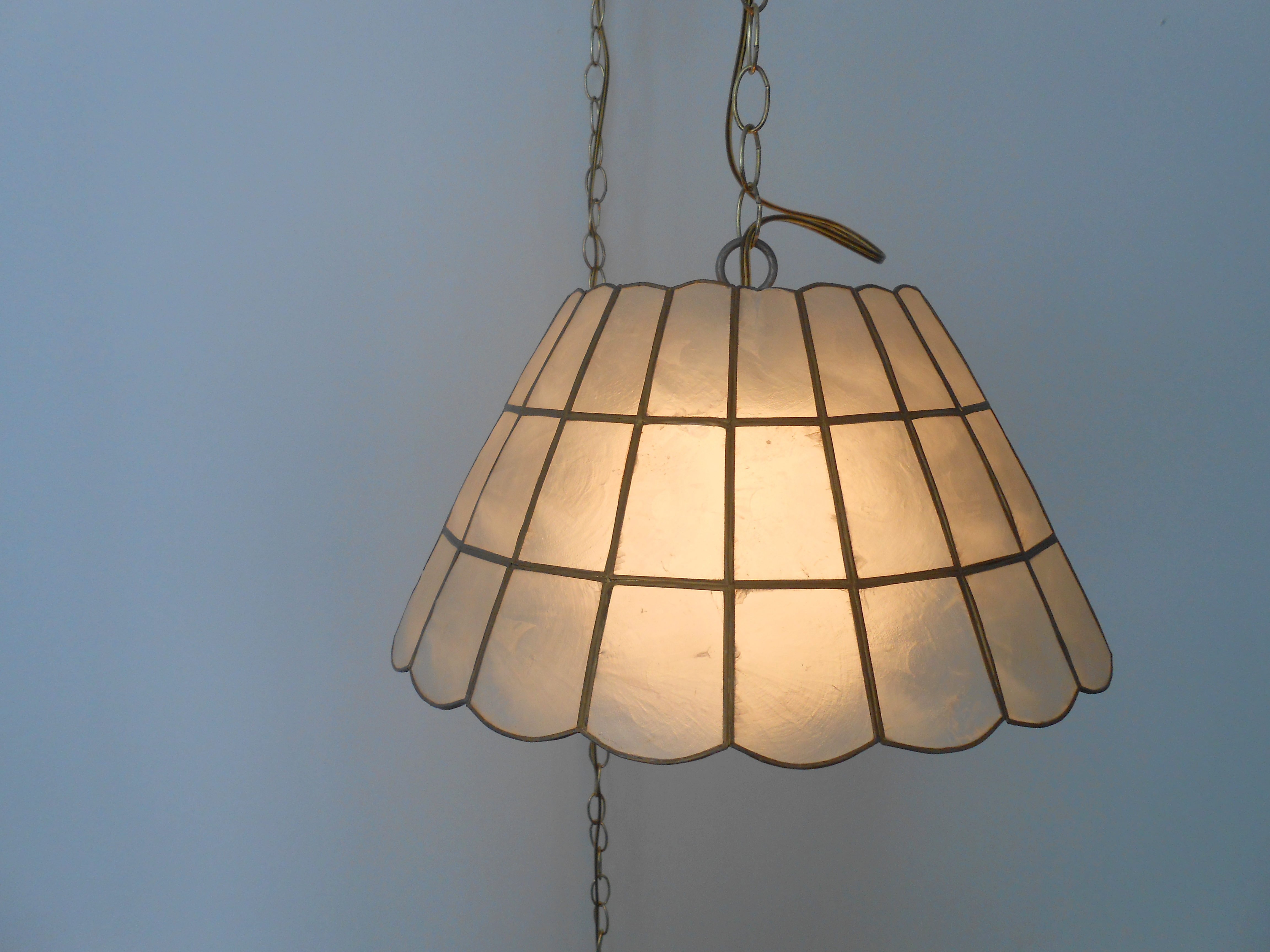 Mid-Century Capiz Shell Swag Lamp