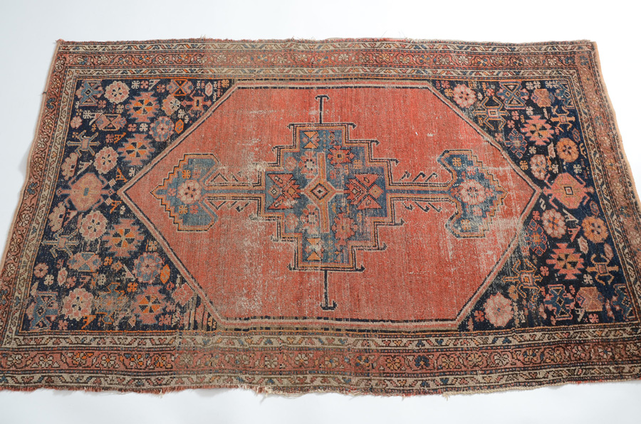 A Semi-Antique Hand Woven Wool Hamadan Area Rug