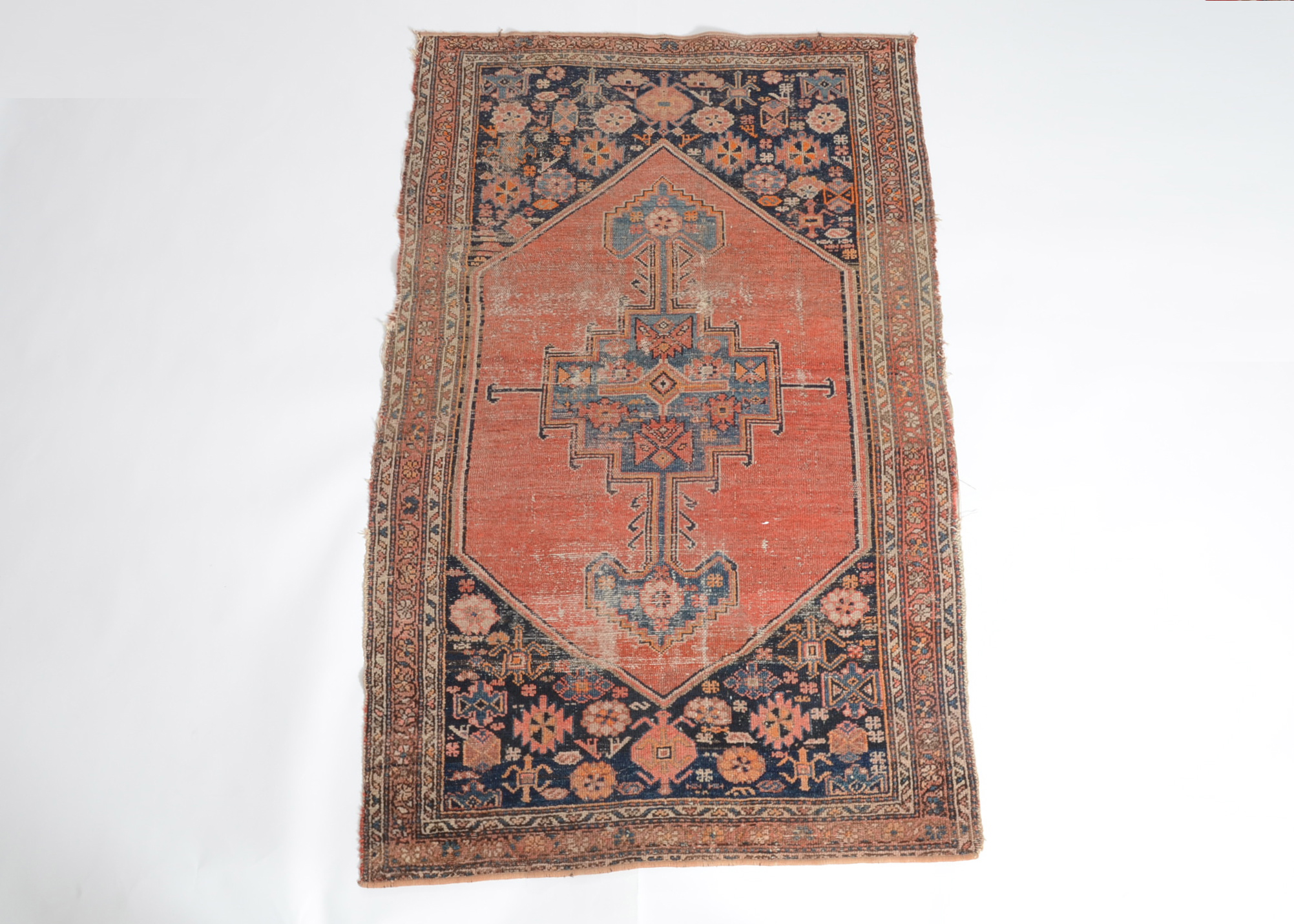 A Semi-Antique Hand Woven Wool Hamadan Area Rug