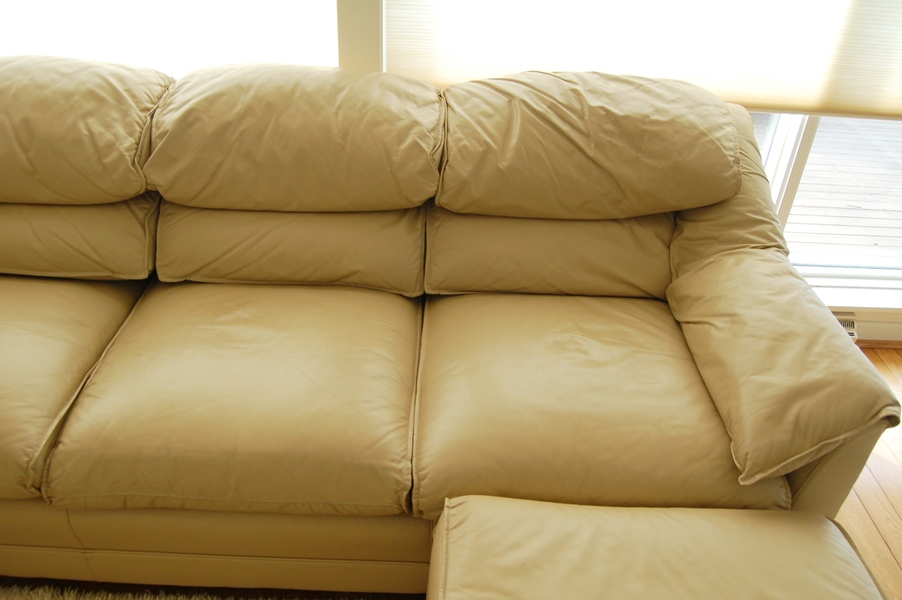 Hancock & Moore Tan Leather Sectional Sofa with Ottomans