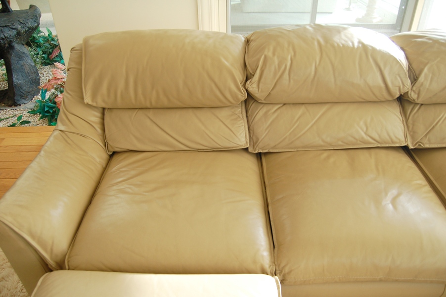 Hancock & Moore Tan Leather Sectional Sofa with Ottomans