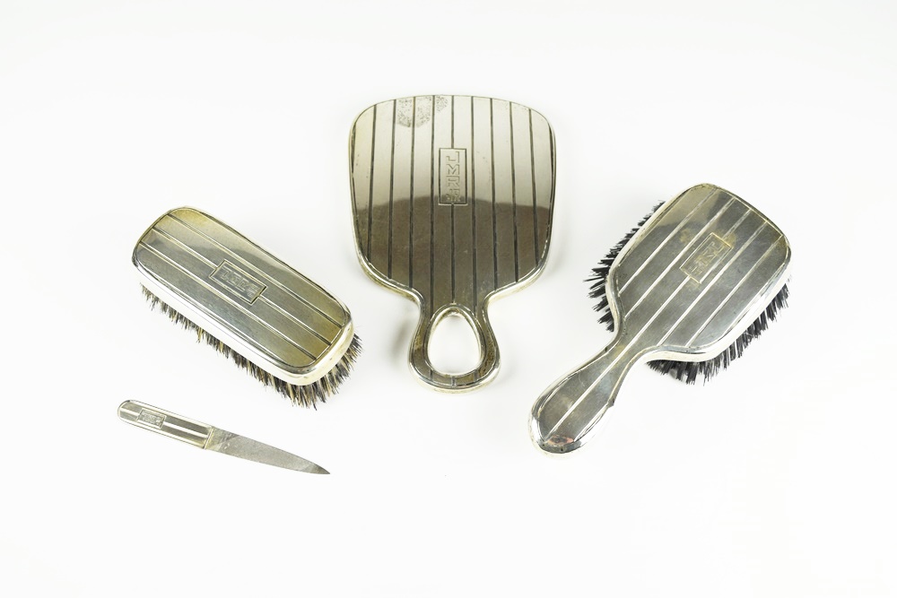 A Debonair Mens Vanity Set in Sterling Silver, Monogrammed JMRjr