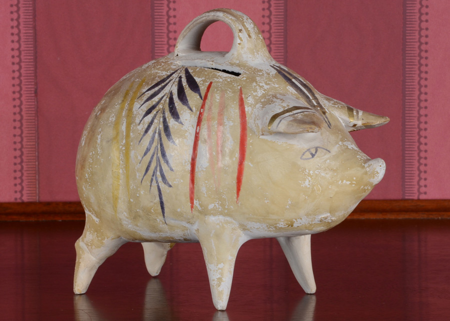 Hand Painted Mexican Folk Art Piggy Bank