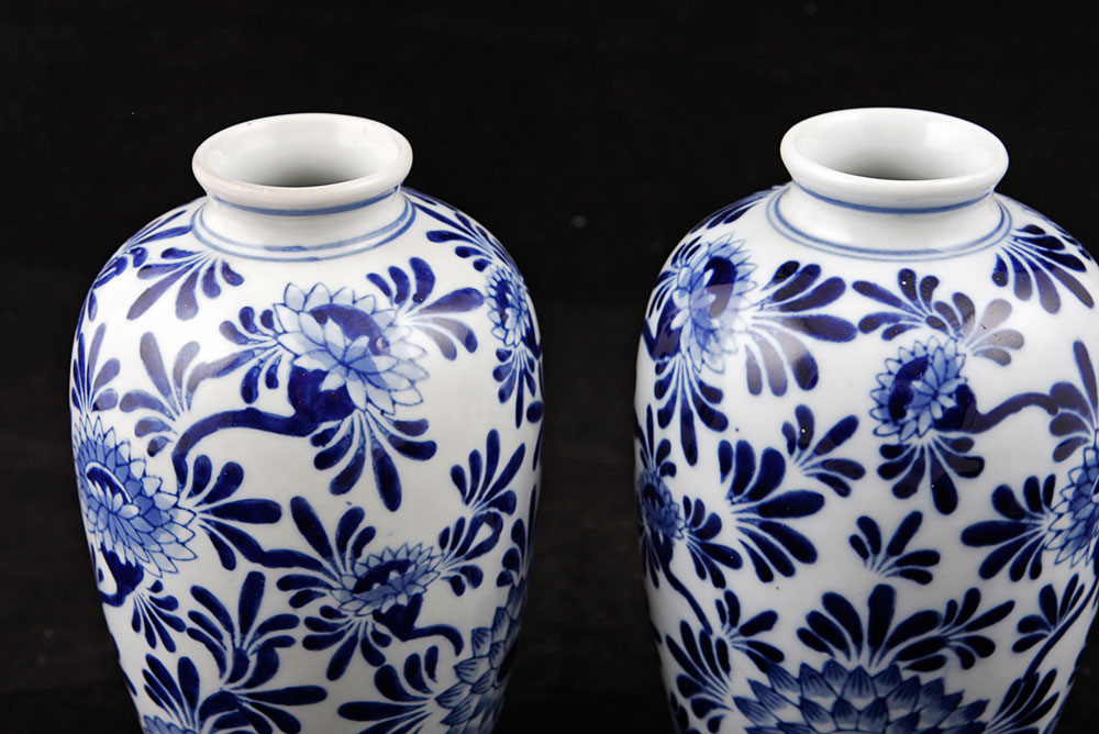 Blue and White Vases with Urn