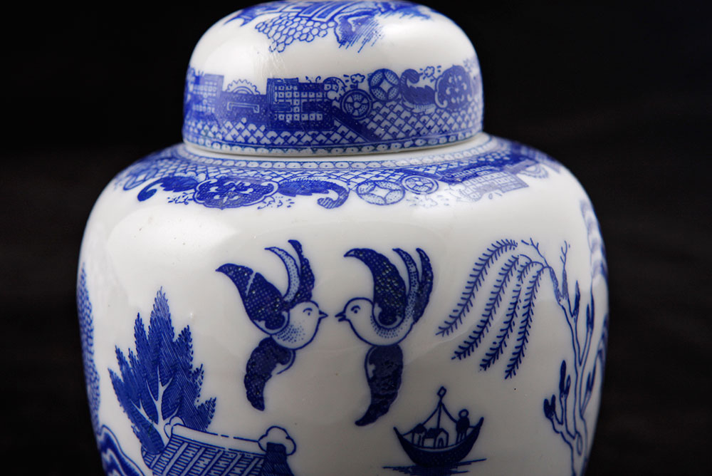 Blue and White Vases with Urn