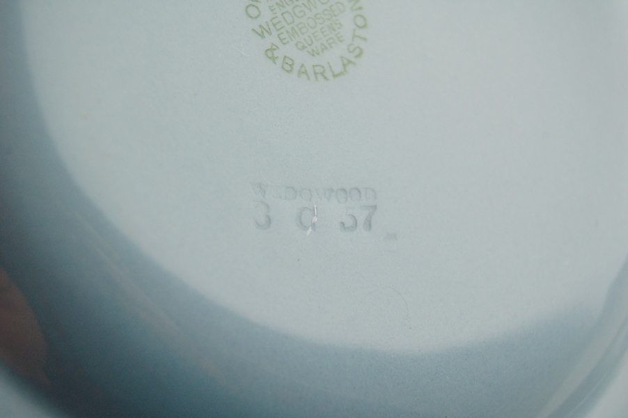 Wedgwood of Etruria & Barlaston Blue Embossed Queensware Set Ten