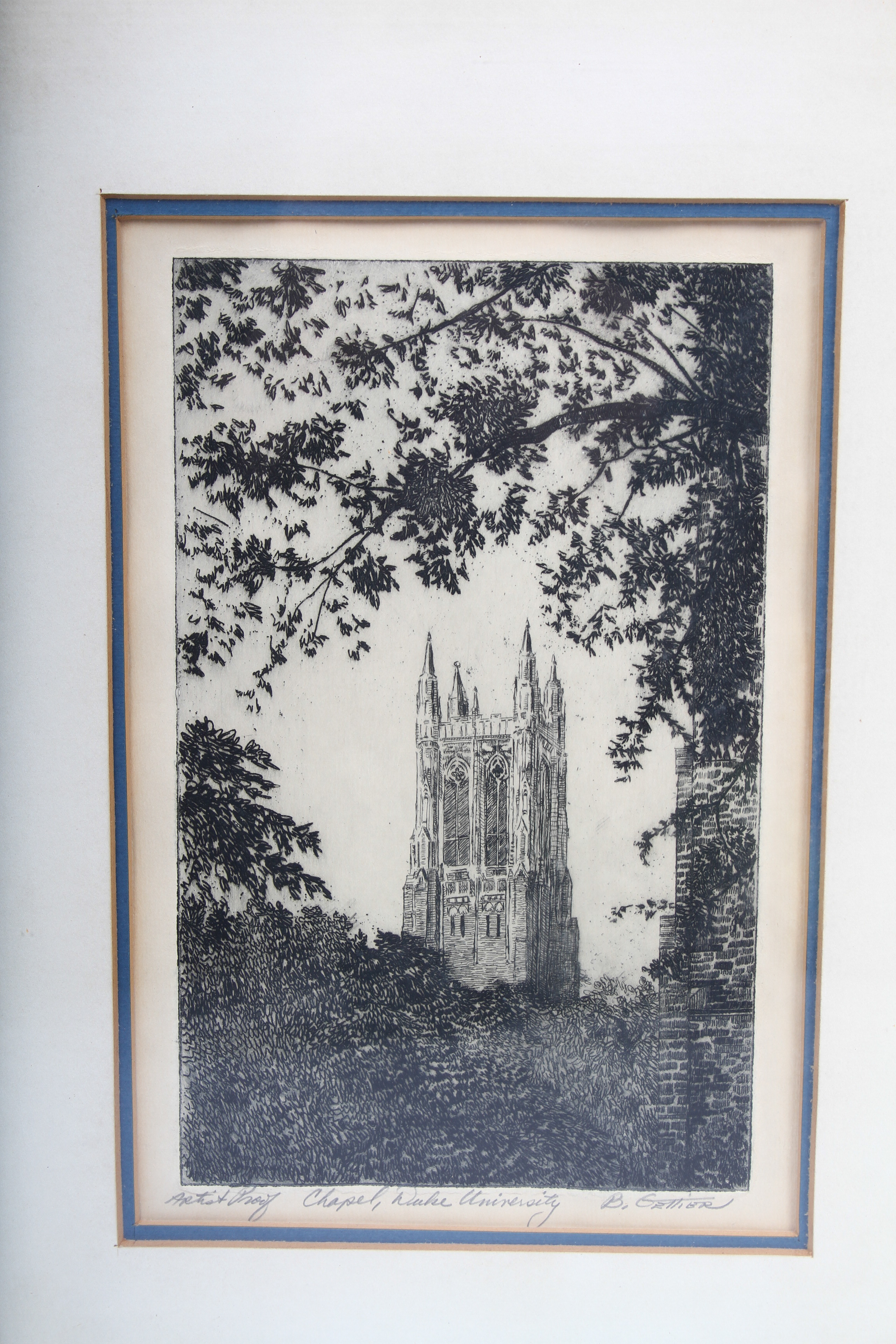 Framed Vintage Print of Chapel at Duke University