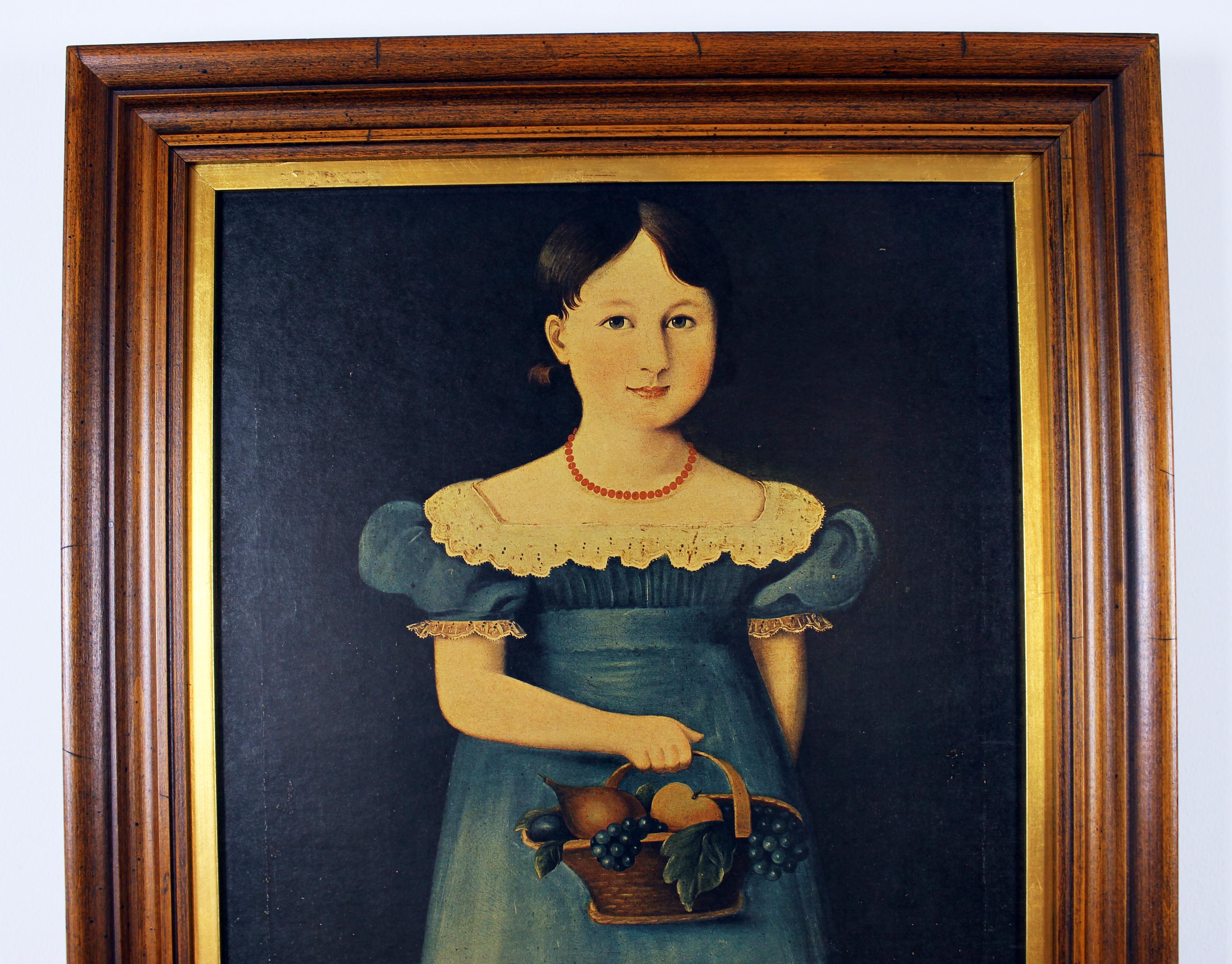 Print of a 19th Century Folk Art Portrait, Framed by Closson's