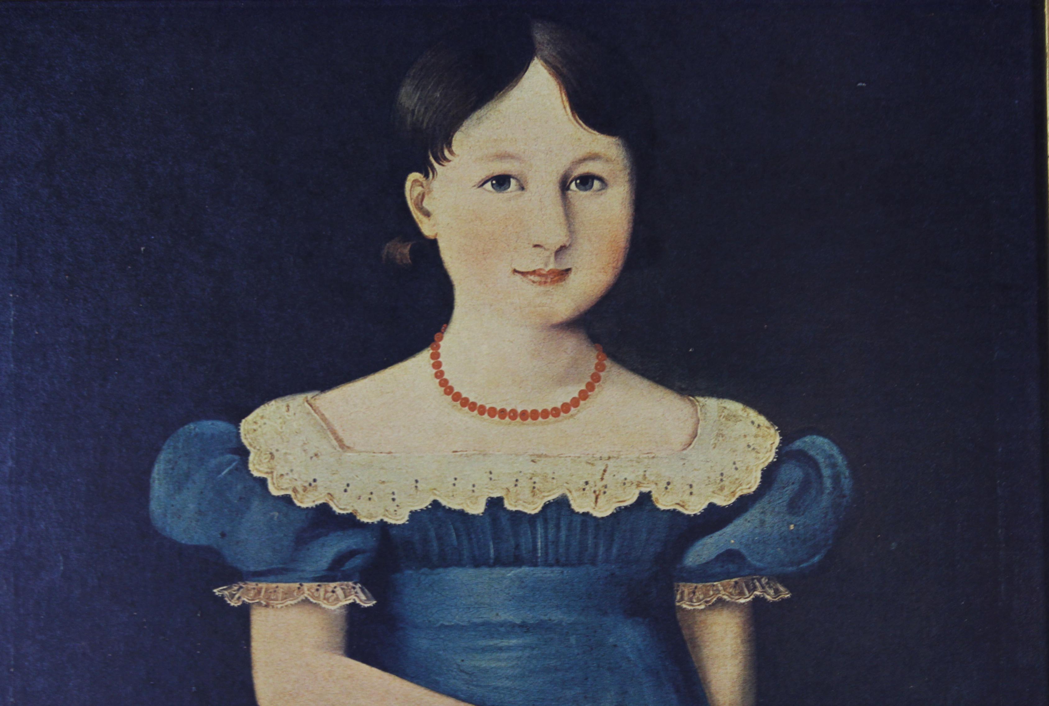 Print of a 19th Century Folk Art Portrait, Framed by Closson's
