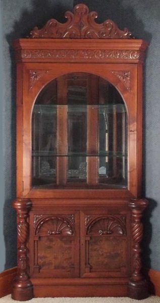Victorian Style Carved Cherry Corner Cabinet