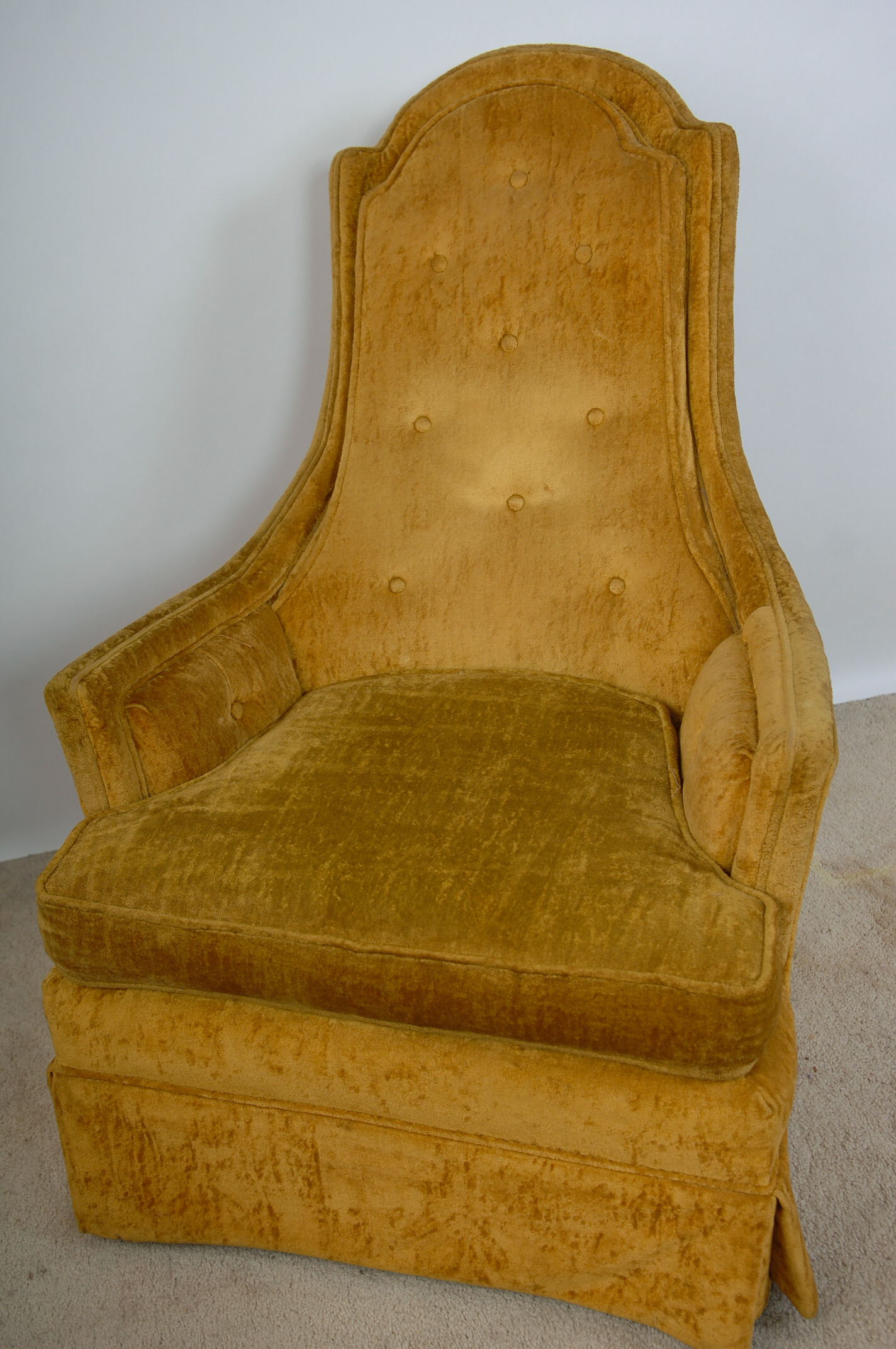 Gothic Style Gold Crushed Velvet Armchair