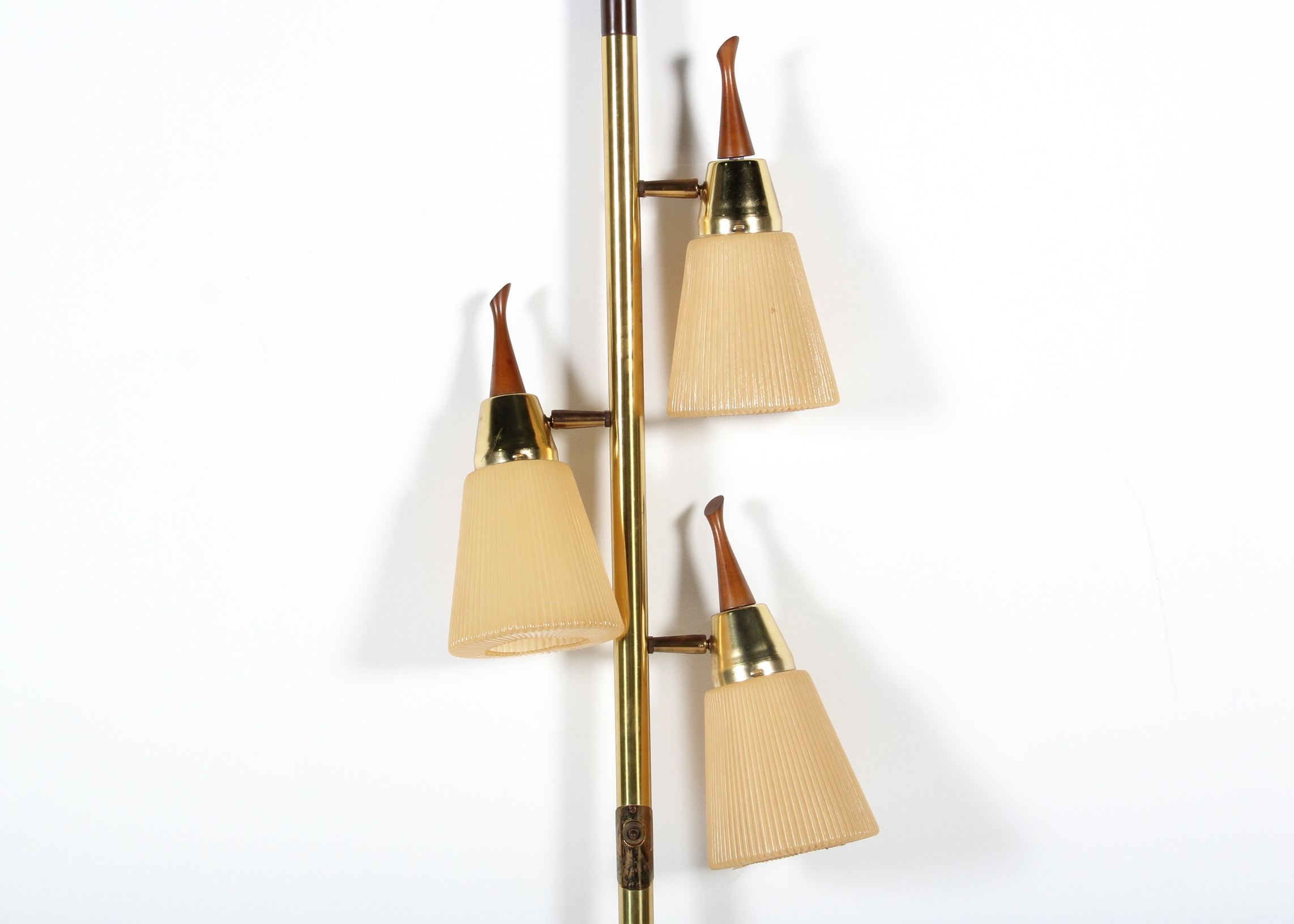 Mid Century Modern Three-Shade Tension Pole Lamp