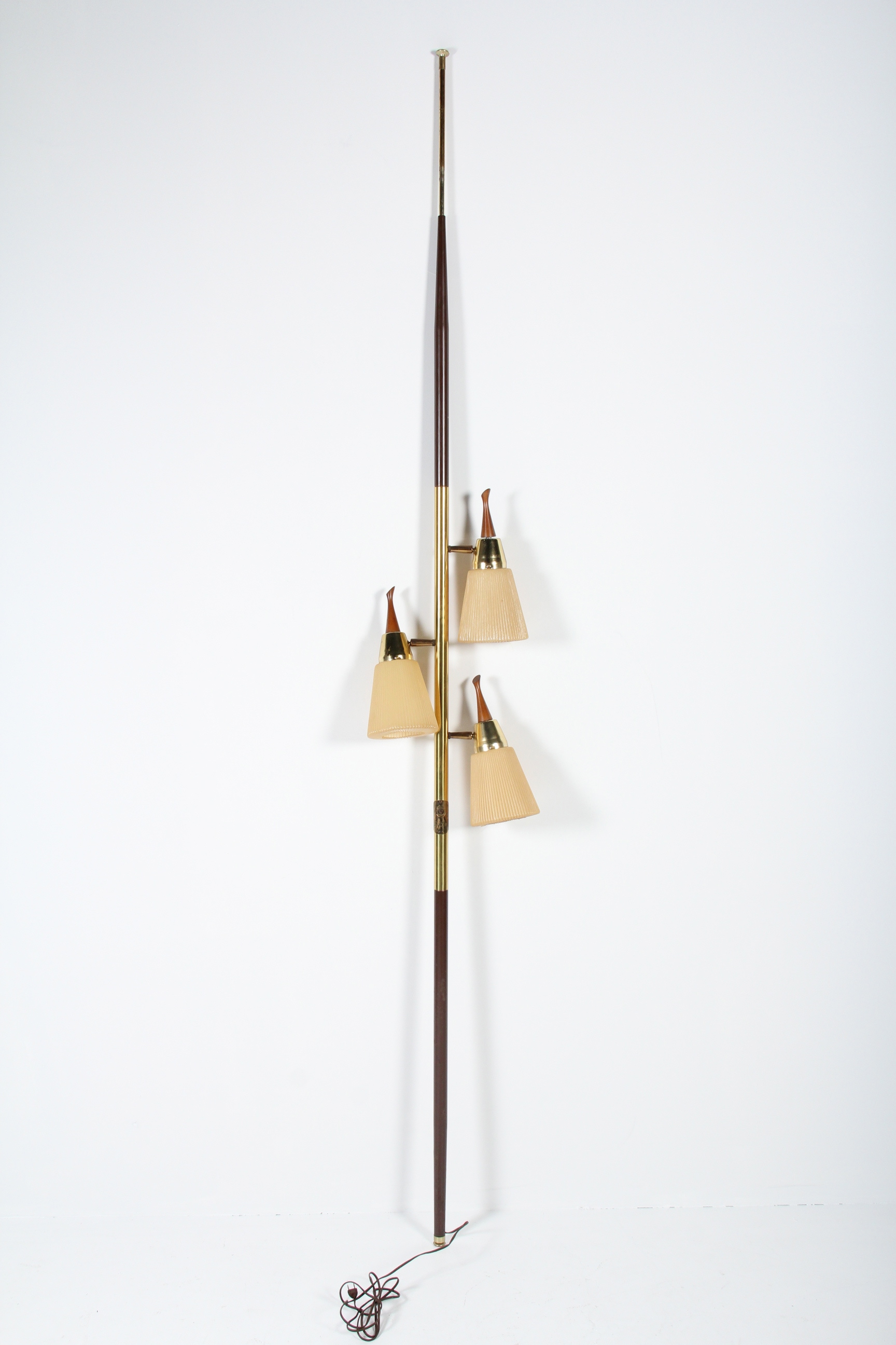 Mid Century Modern Three-Shade Tension Pole Lamp