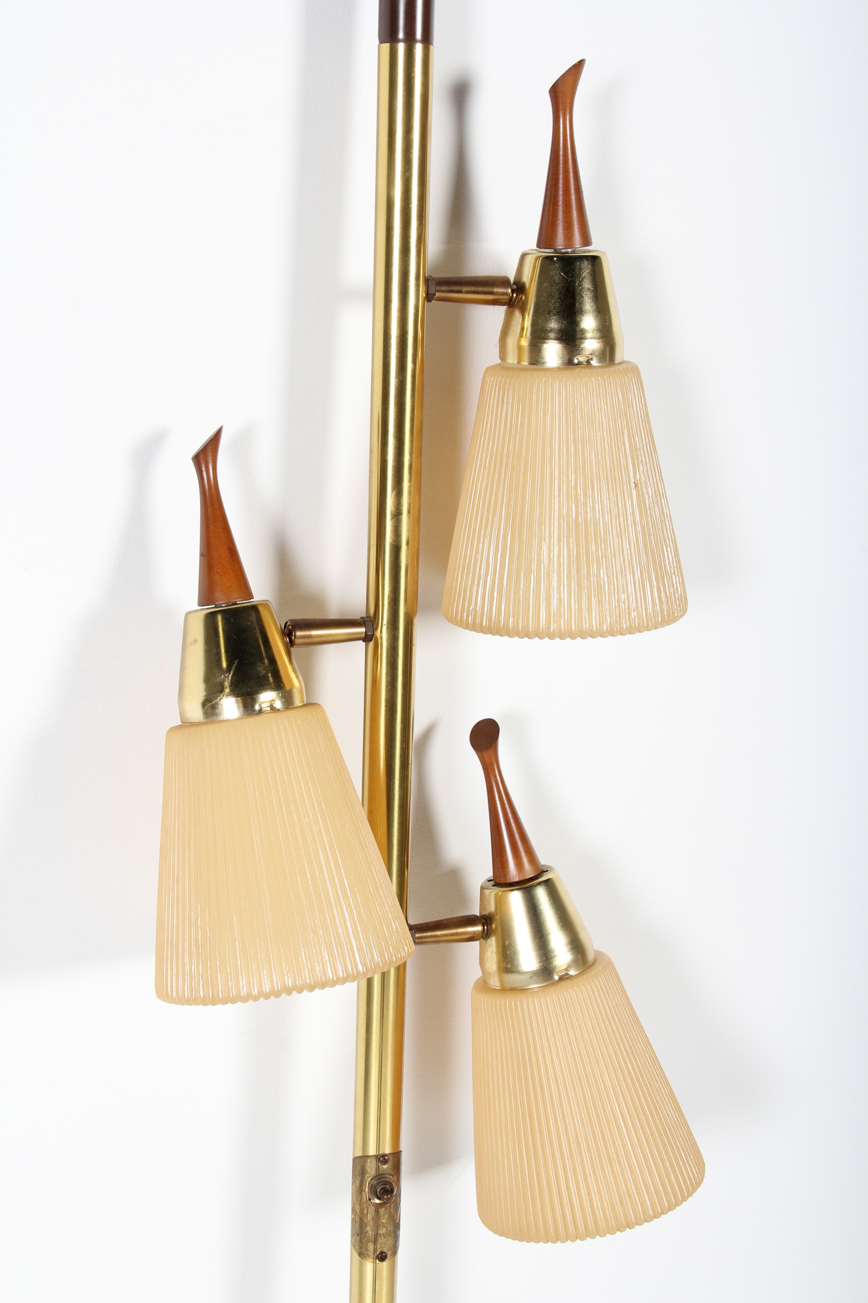 Mid Century Modern Three-Shade Tension Pole Lamp