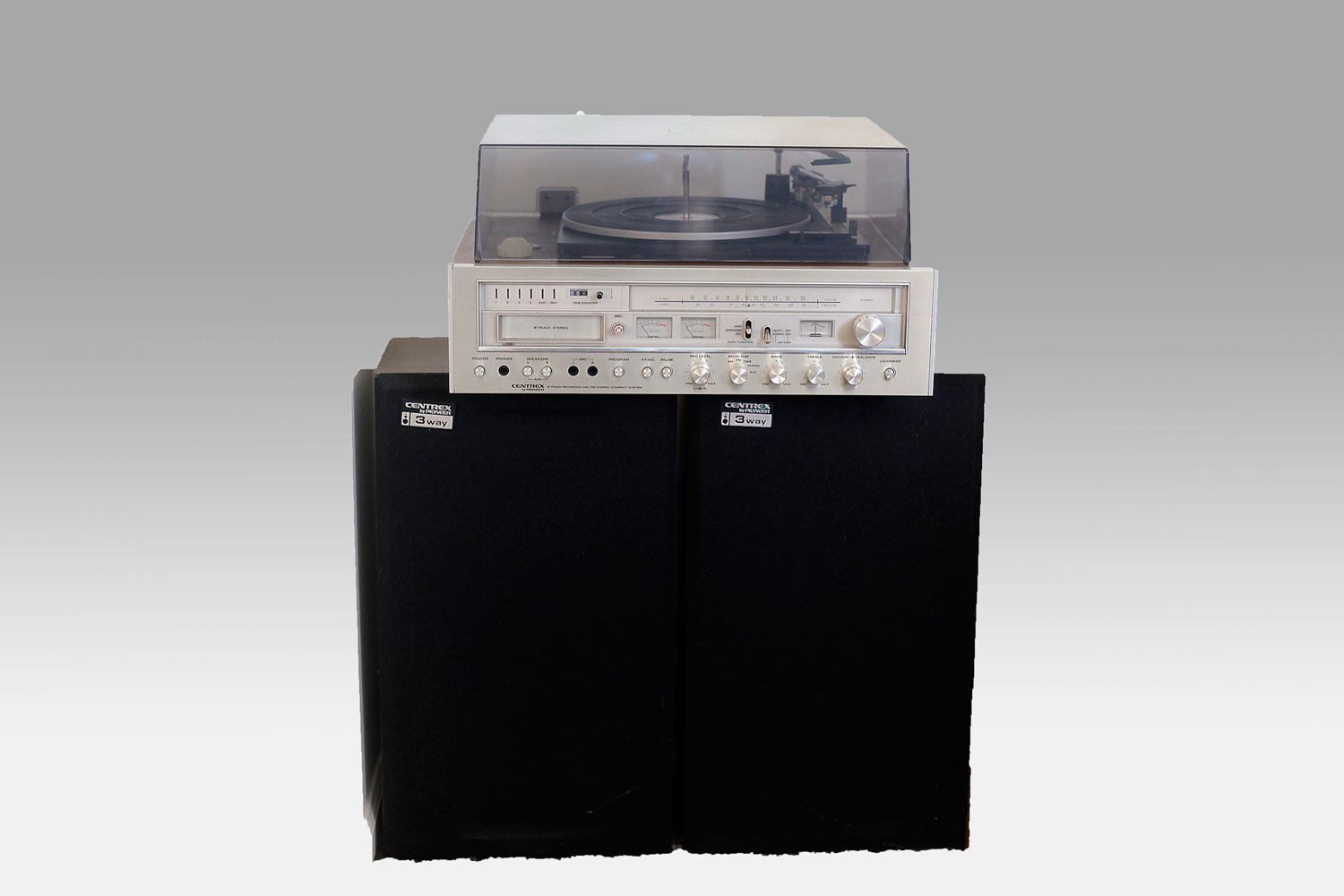 Centrex Stereo System with Eight-Track Player and Two Speakers