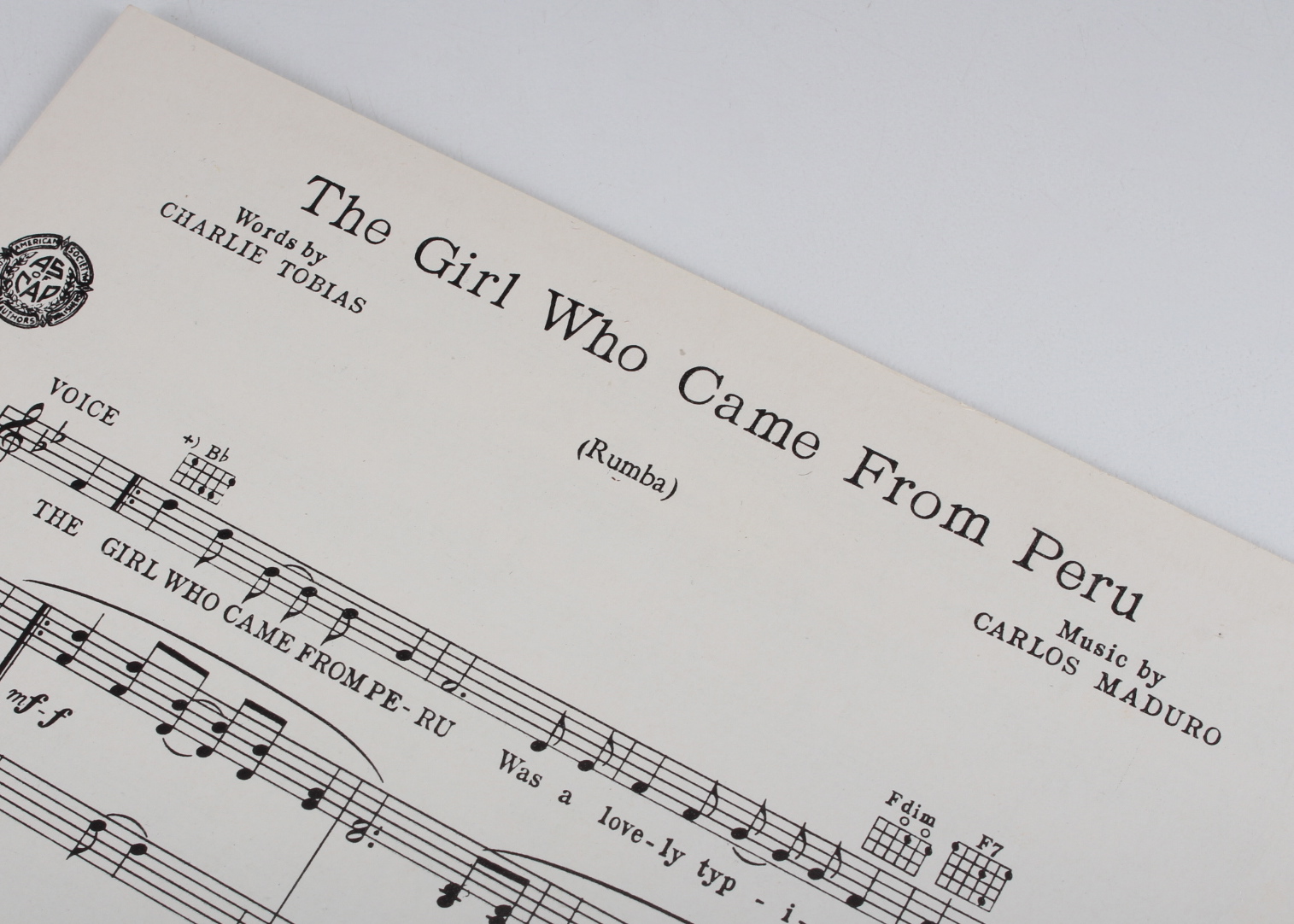 Vintage Babe Ruth New York Yankees Sheet Music