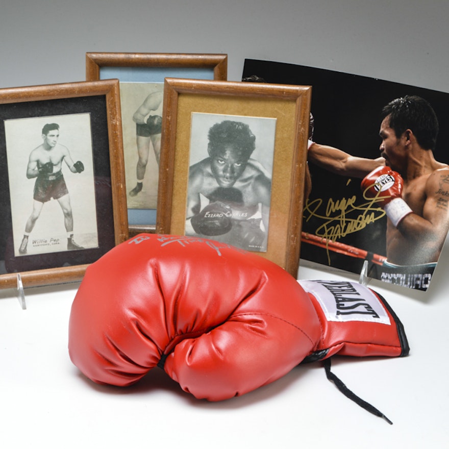 Aaron Pryor and Manny Pacquaio Signed Items Plus Exhibit Cards