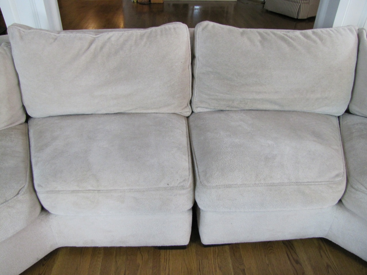Down Filled Arhaus Sectional Sofa with Ottoman
