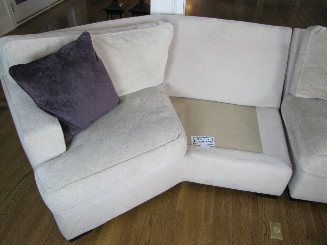 Down Filled Arhaus Sectional Sofa with Ottoman