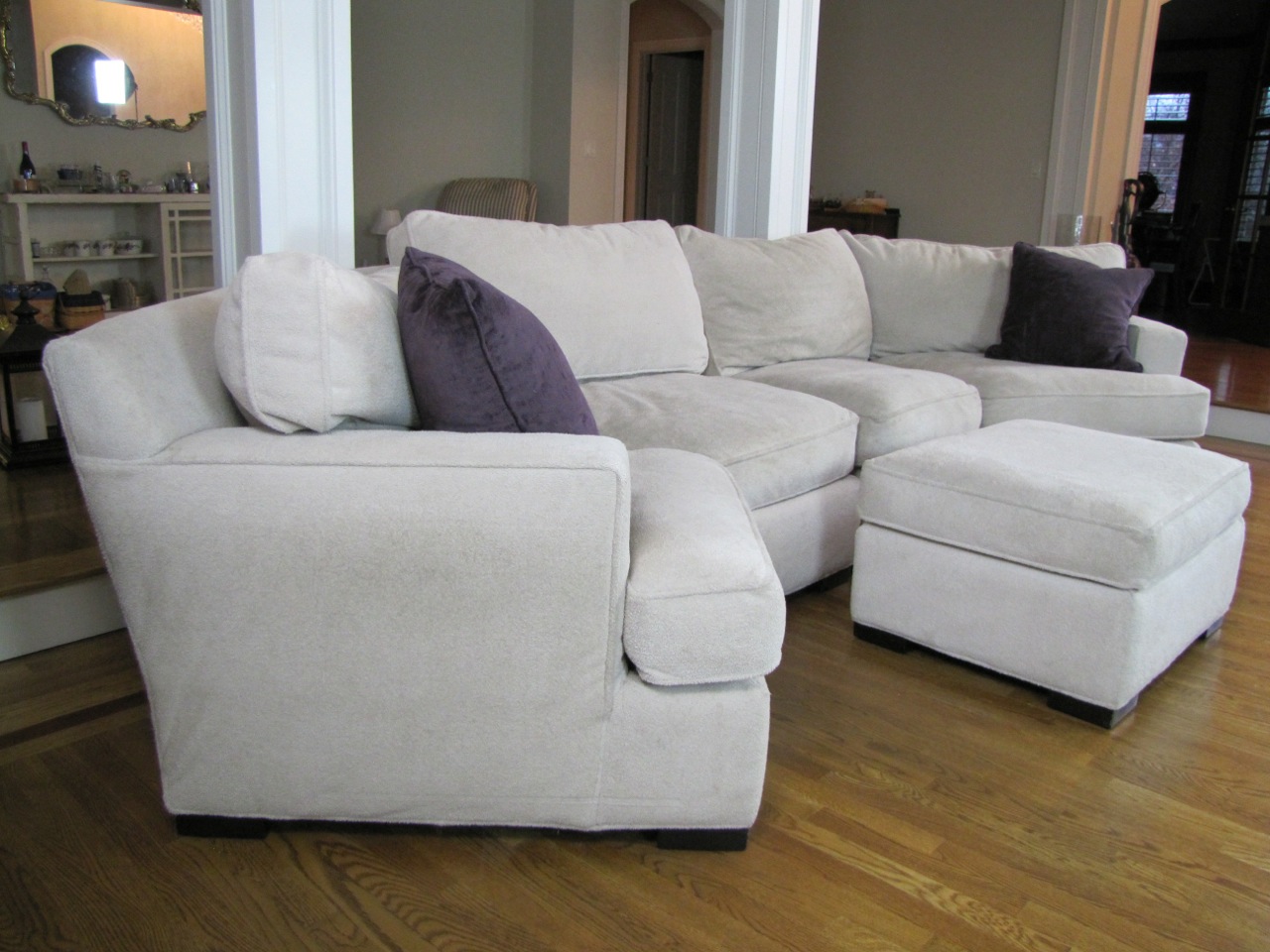 Down Filled Arhaus Sectional Sofa with Ottoman