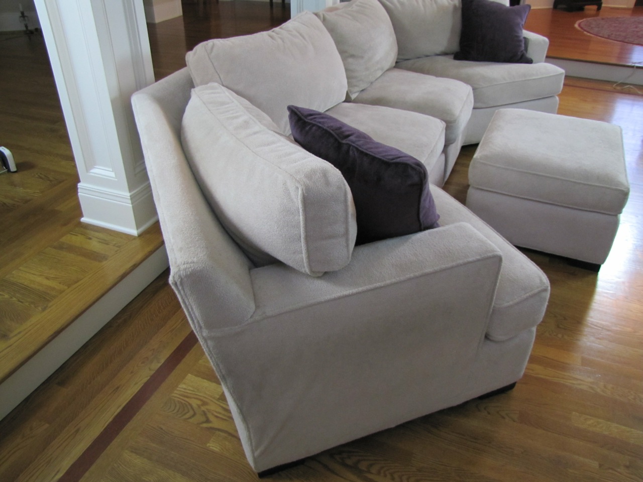 Down Filled Arhaus Sectional Sofa with Ottoman